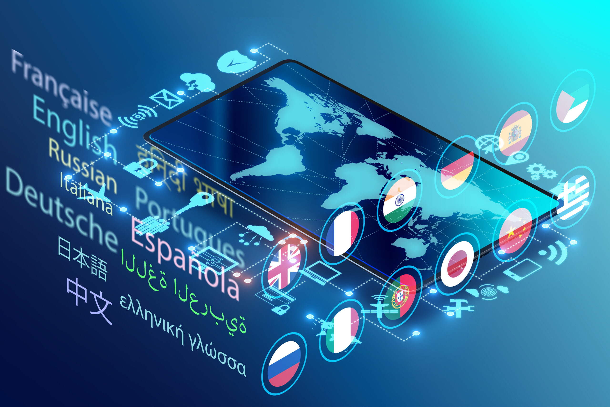 Concept of online foreign language translation and learning - 3d